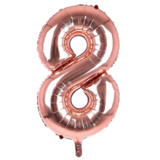 BALLOON 34IN ROSE GOLD NO 8 FOIL