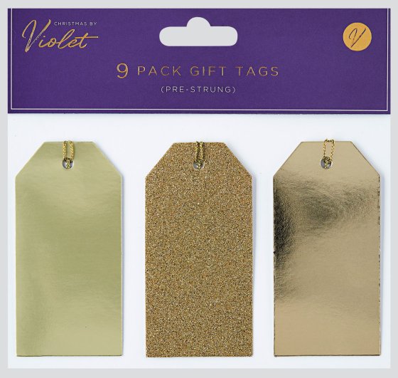 XH2213 GIFT TAGS GOLD 9PK