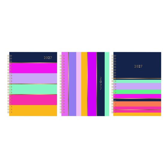 DJ0405 2027 DIARY A5 WIRO BRIGHT STRIPE WTV ASST