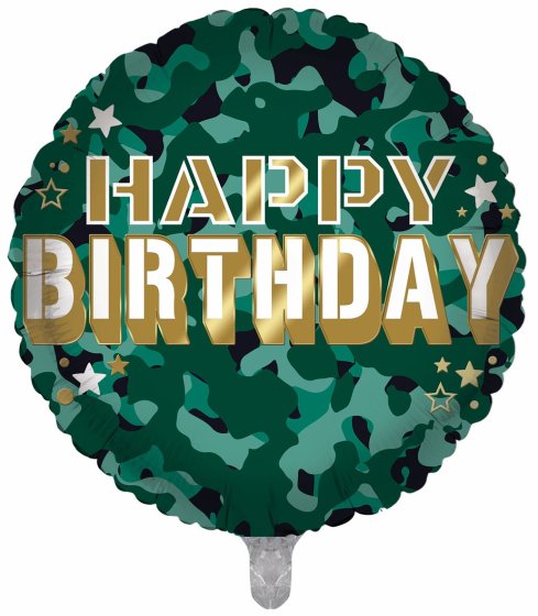BALLOON 18IN FOIL BIRTHDAY CAMOUFLAGE