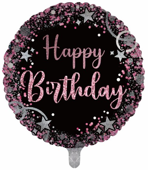 BALLOON 18IN FOIL PINK CONFETTI