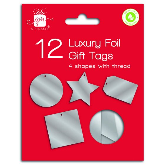 XH0909 TAGS 12PK FOILED DIECUT SLV