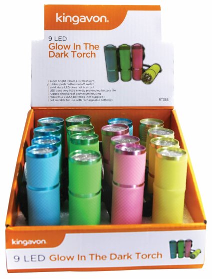 TORCH 9 LED GLOW IN THE DARK CDU