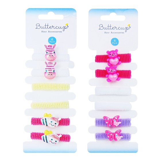 GIRLS ASSORTED FUN HAIR BANDS 6PK 2 STYLES M