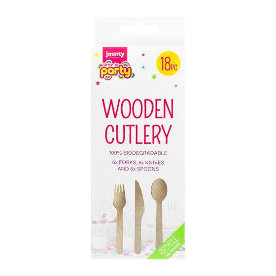 WOODEN CUTLERY 18PK OC