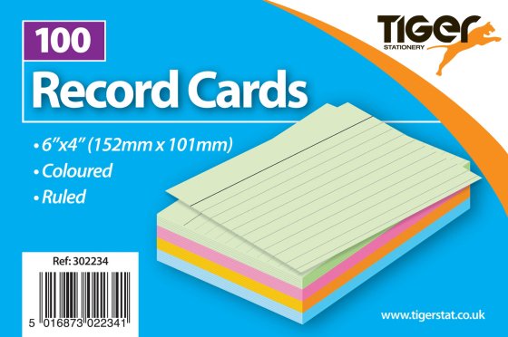 SH02907 100 RECORD CARDS COL 6X4