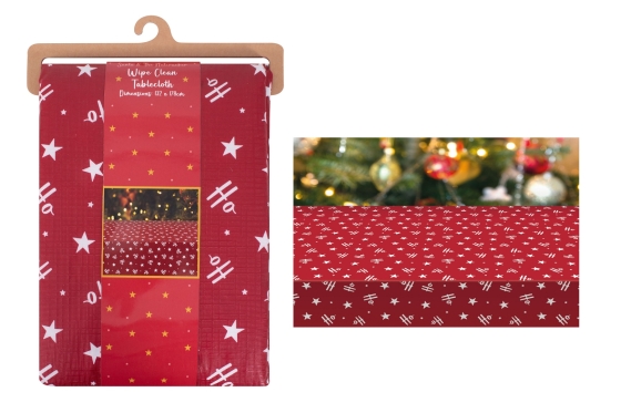 HO HO HO WIPE CLEAN TABLECLOTH 132 X 178CM