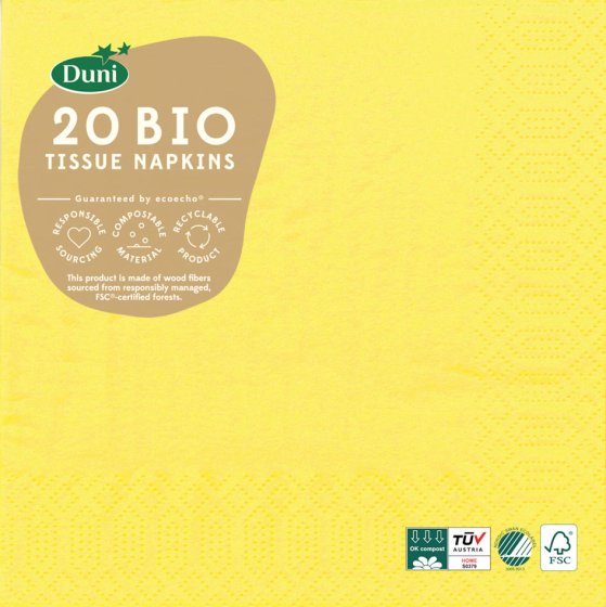 SH11915 NAPKINS 20S 3PLY YELLOW