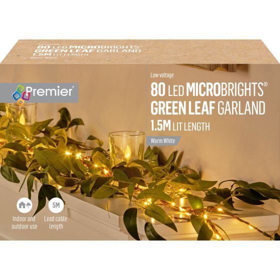 XH4211 GARLAND LIT 1.5M GREEN LEAF