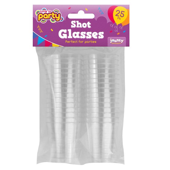SHOT GLASSES PLASTIC 25PK CLIPSTRIP