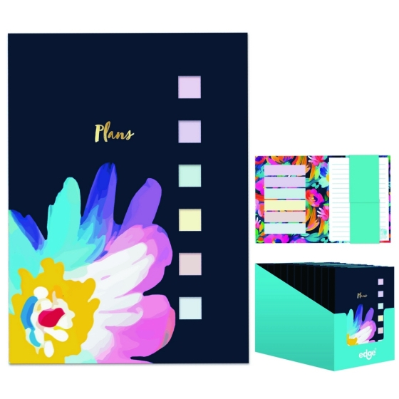 SJ01404 SJ01404 STICKY NOTEPAD WITH 6 PAGE MARKERS BOTANICAL