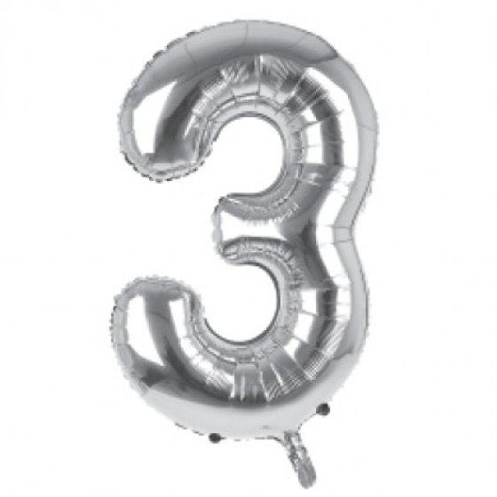 SH12513 BALLOON 34IN SILVER NO 3 FOIL