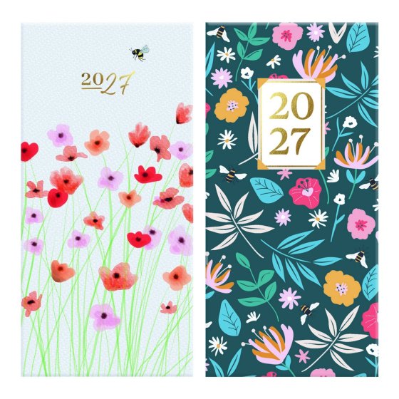 DJ0508 2027 DIARY SLIM KRAFT FOREVER FLOWE