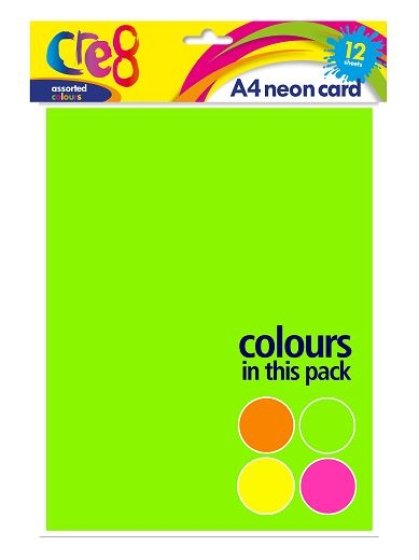 CRE8 NEON CARD A4 12 SHEETS 200GSM