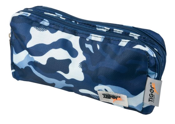 PENCIL CASE CAMOUFLAGE DOUBLE ZIP 21X11X80CM ASS