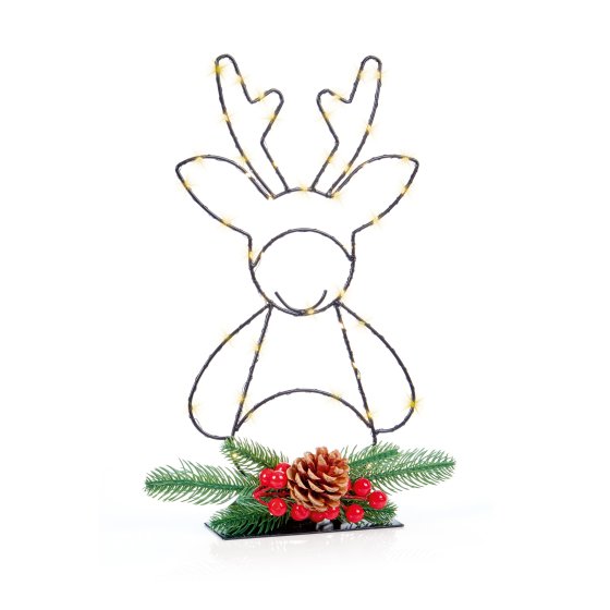 LIT LED MICROBRIGHTS METAL REINDEER WITH FLORISTRY 375CM