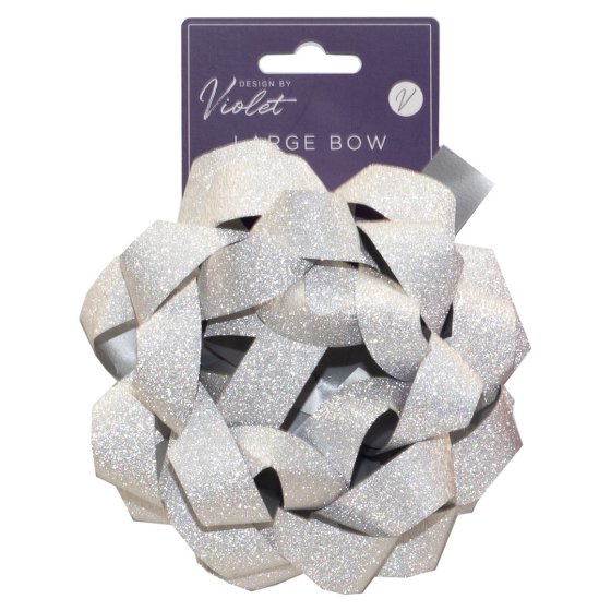 BOW LARGE SILVER GLITTER