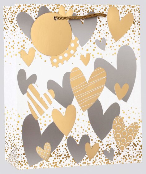 SF12107 GIFT BAG HEARTS FOIL MEDIUM