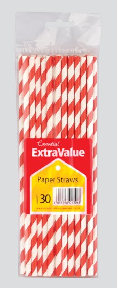 SH11803 STRAWS PAPER BIO RED WHT 30S