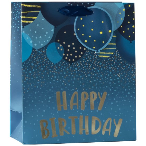 NEW FOR 2024 SG12818 GIFT BAG BIRTHDAY BALLOONS BLU