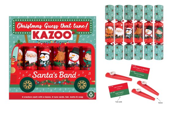 6 X 31CM SANTAS BUS KAZOO CRACKERS