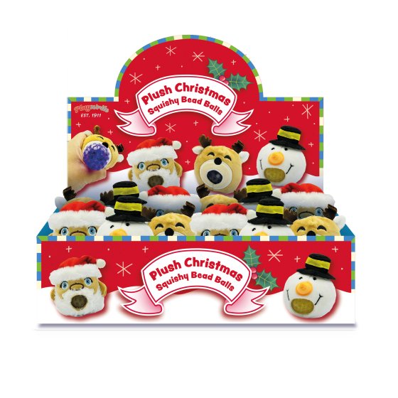 PLUSH CHRISTMAS SQUISHY BEAD BALLS - ASSTD.