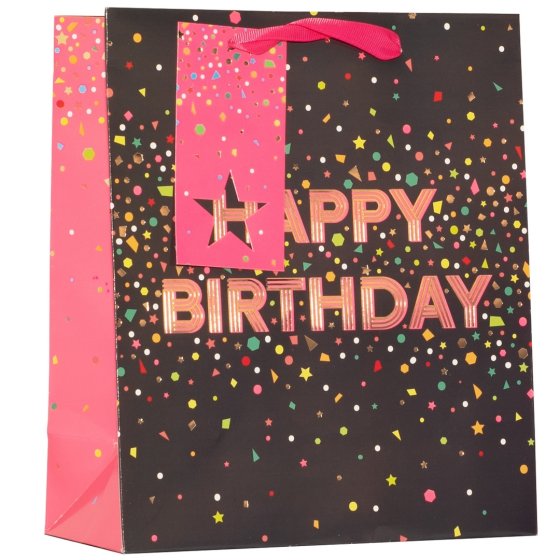 SJ15123 SJ15123 GIFT BAG HAPPY BIRTHDAY PINK MEDIUM