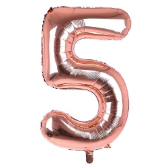 BALLOON 34IN ROSE GOLD NO 5 FOIL