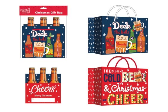 XH3116 BEER GIFT BAGS 2 ASST