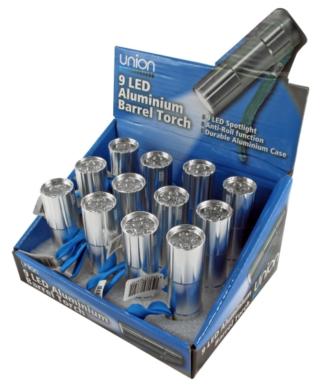 SJ11602 TORCH UNION 9 LED ALUMINIUM BARREL