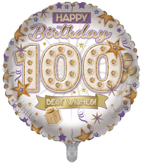 BALLOON 18IN FOIL AGE 100 UNISEX