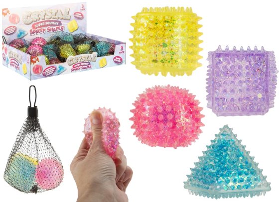 SQUISHIES SPIKEY SHAPES IN NETBAG 4.5CM 3PC