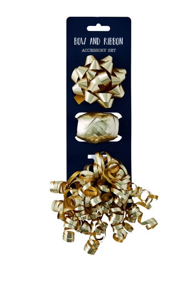 SH13402 RIBBON COP AND 3 BOWS  GOLD