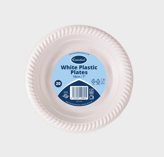 SJ12704 SJ12704 REUSABLE PLASTIC SIDE PLATES WHITE 18CM 20PK