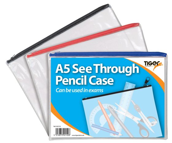 SH06504 PENCIL CASE A5 CLEAR ASSTD