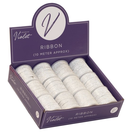 RIBBON 10M GLITTER SILVER