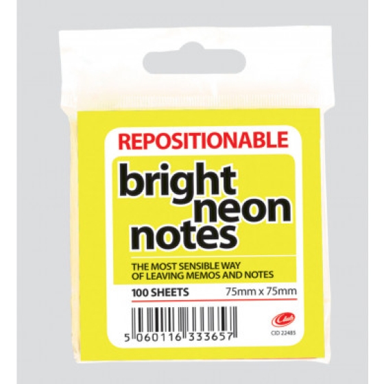 CJ0710 SJ02803 STICKY NOTES NEON 75 X 75