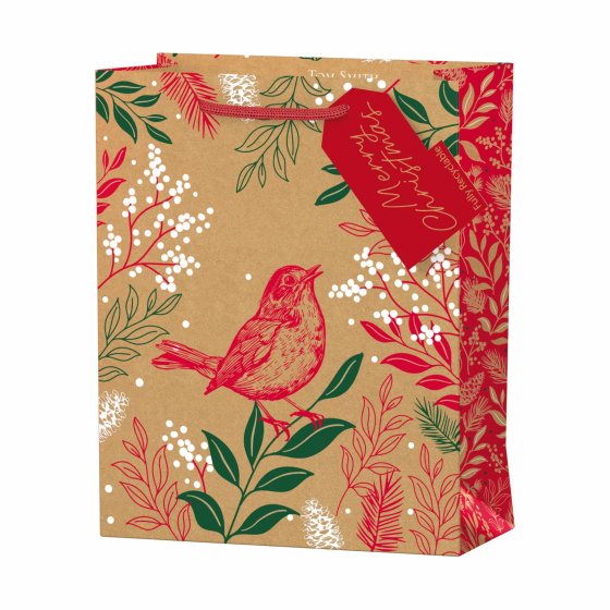 XH1705 GIFT BAG RED ROBIN M FSC