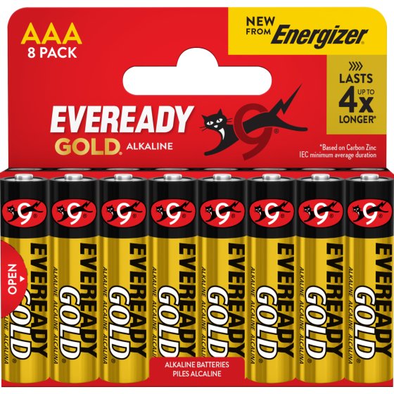 EVEREADY GOLD ALKALINE BATTERIES AAA 8PK