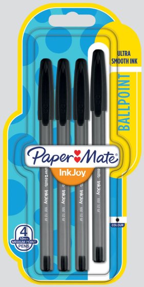 SH07108 INKJOY 100 BALLPEN 4PACK BLACK