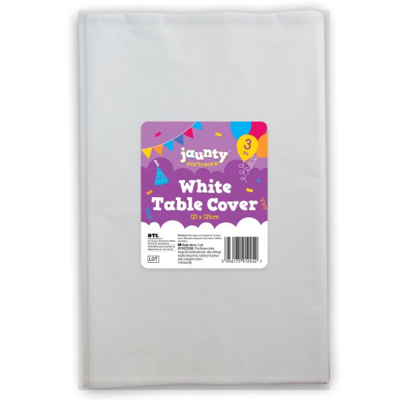 TABLE COVER WHITE 2PK 121 X 121CM