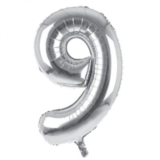 SH12519 BALLOON 34IN SILVER NO 9 FOIL
