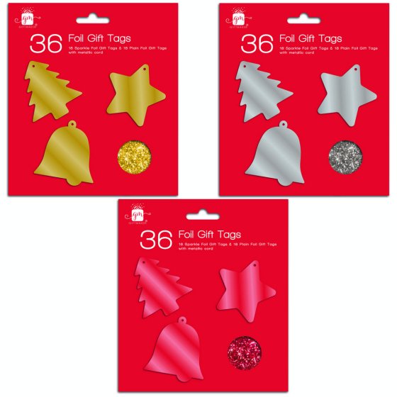 XH0905 TAGS 36PK SPARKLE N FOIL 3 CLR