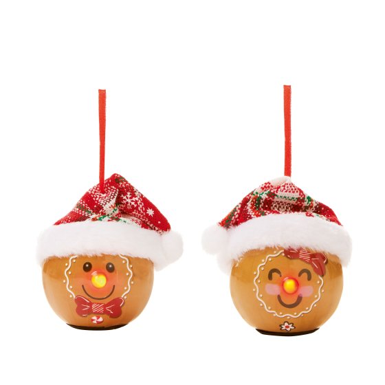 LIT GINGERBREAD HANGING DECOATION 65CM 2 ASST