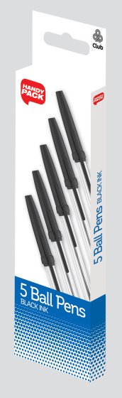 SJ06506 PENS BLACK STICK PACK OF 5