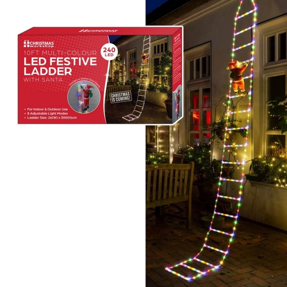 10M CHRSTMAS LADDER LIGHTS & SANTA
