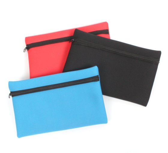 PENCIL CASE NEOPRENE BL/BLK/RED ASST