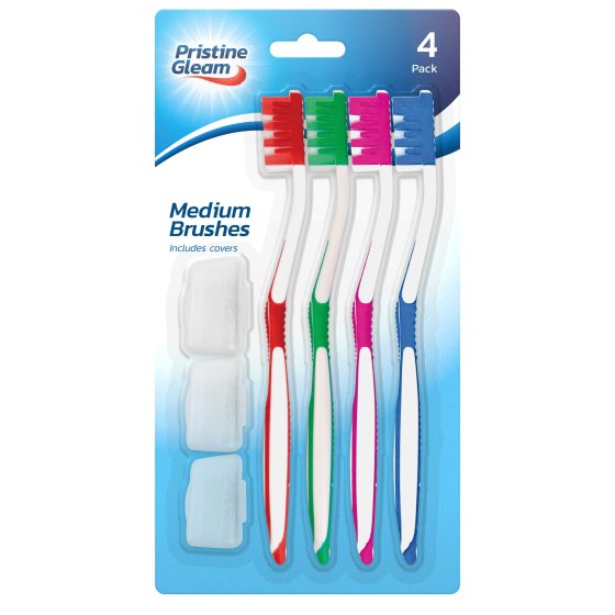 TOOTHBRUSH WITH 3 COVERS MEDIUM 4PK