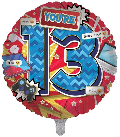 BALLOON 18IN FOIL AGE 13 BOY