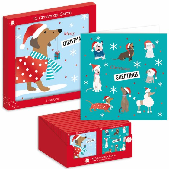 XH0612 CARDS SQ 10PK DACHSHUNDS 2ASST